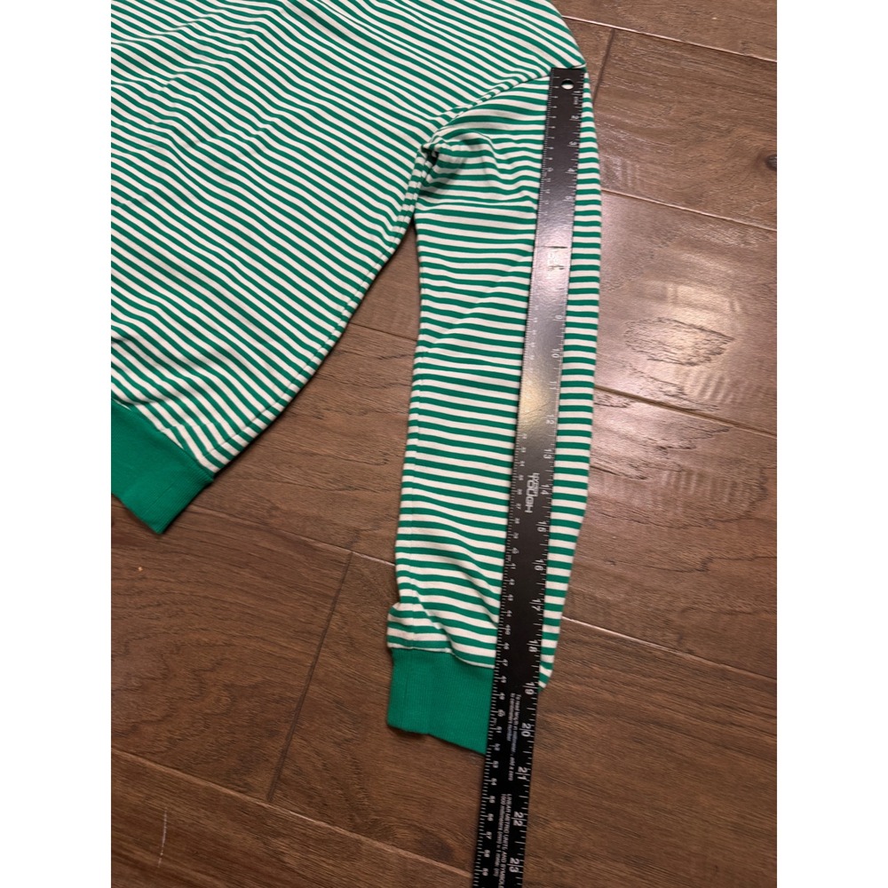 Halogen Womens Green White Striped Lace Up Back Sweatshirt Crew XS HA376306MI - Picture 5 of 6